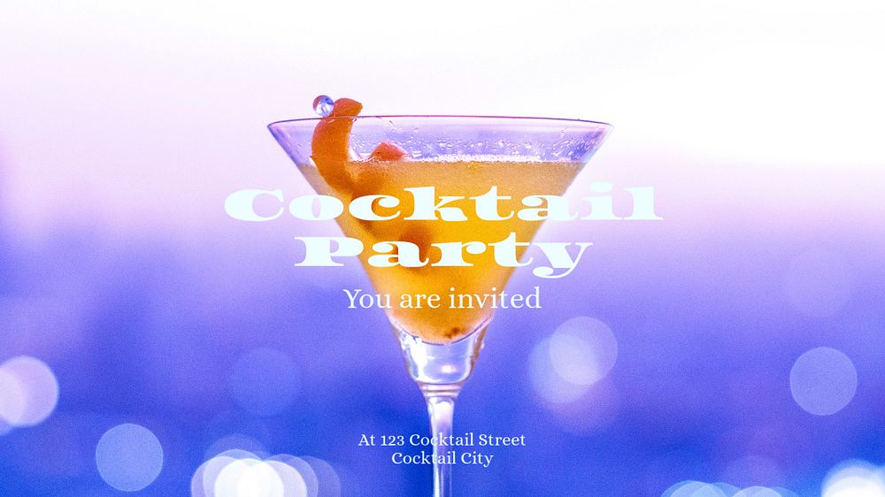 Cocktail party blog banner template, editable text