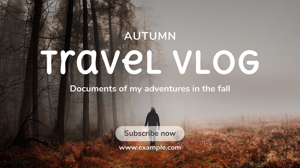 Autumn travel blog banner template, editable text