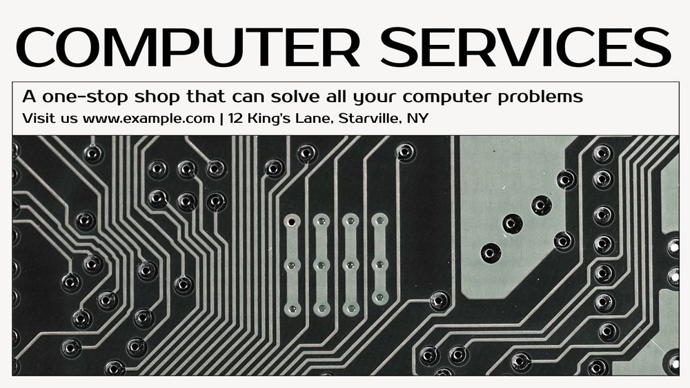 Computer services  blog banner template, editable text