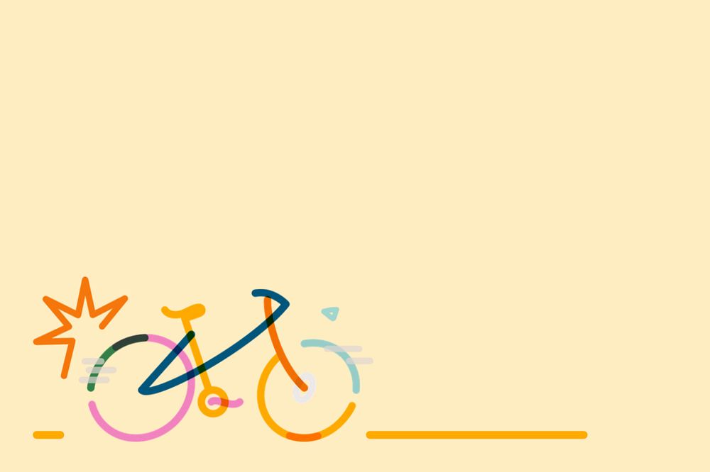 Bicycle border doodle, yellow background, editable design