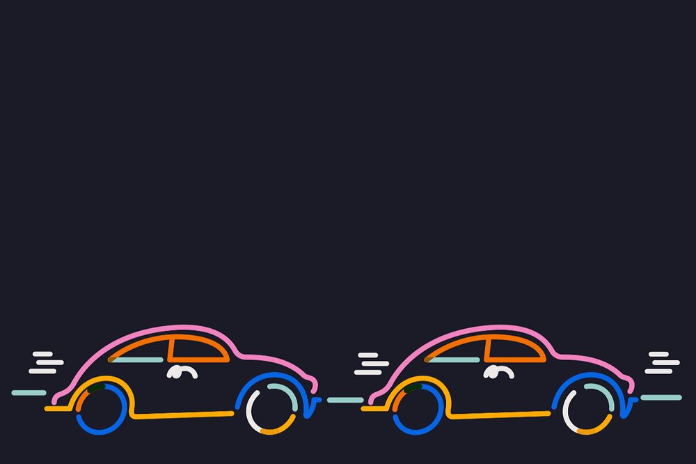 Cars border doodle, black background, editable design