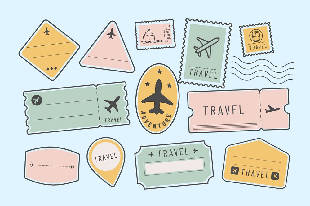 Cute travel badges set editable design