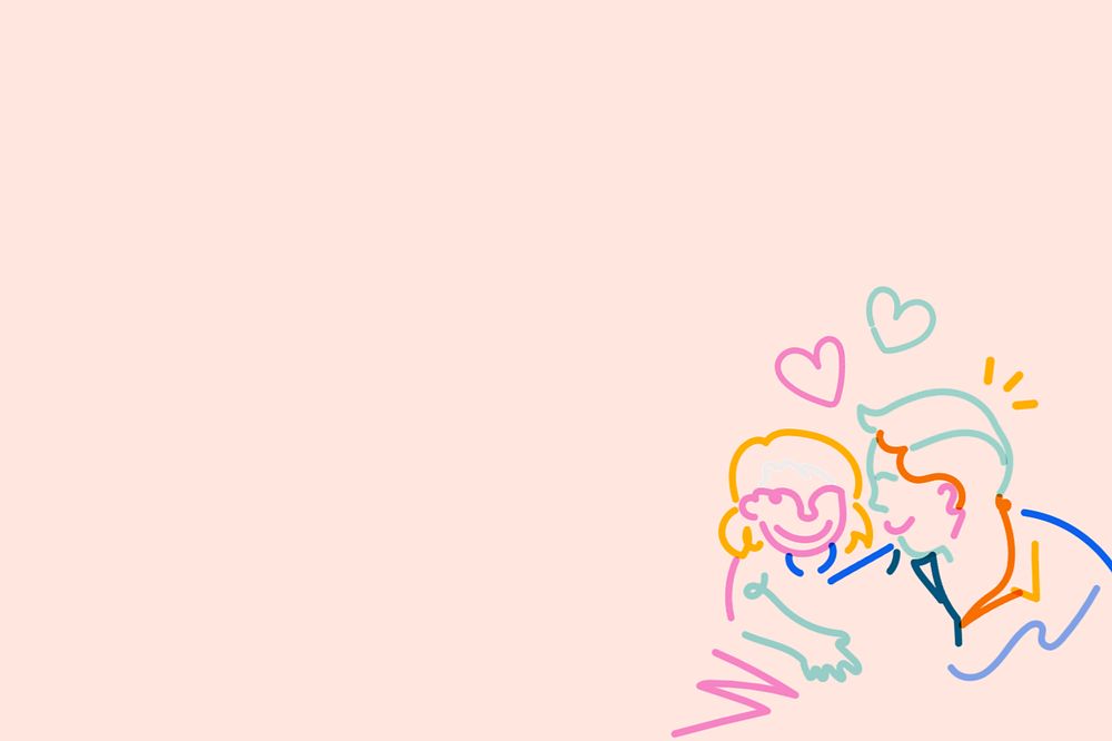 Fatherly love doodle, pink background, editable design