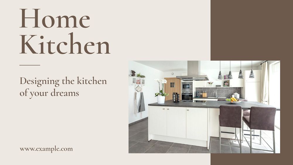 Home kitchen design blog banner template, editable text