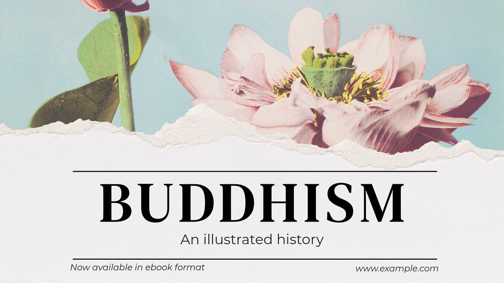 Buddhism history blog banner template, editable text