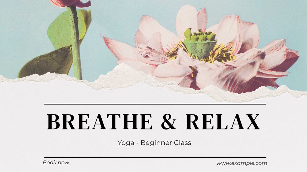 Breathe & relax, yoga blog banner template, editable text