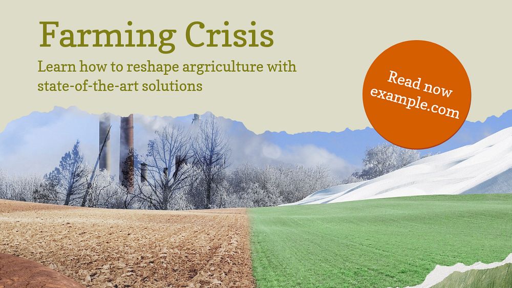 Farming crisis  blog banner template, editable text