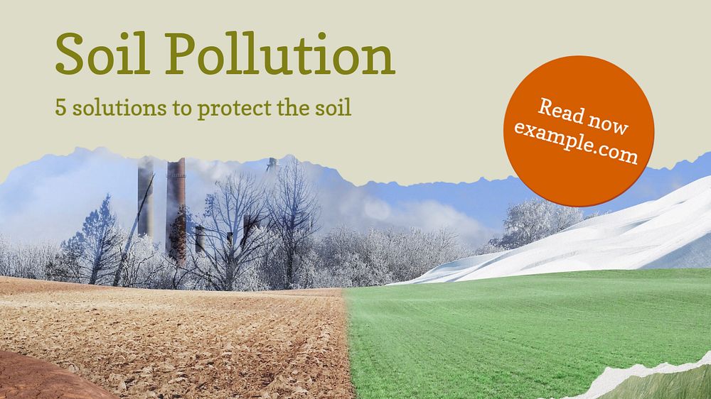 Soil pollution  blog banner template, editable text