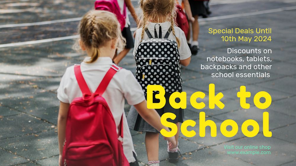 Back-to-school sale blog banner template, editable text