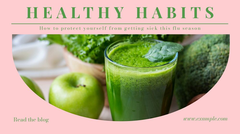 Healthy habits  blog banner template, editable text