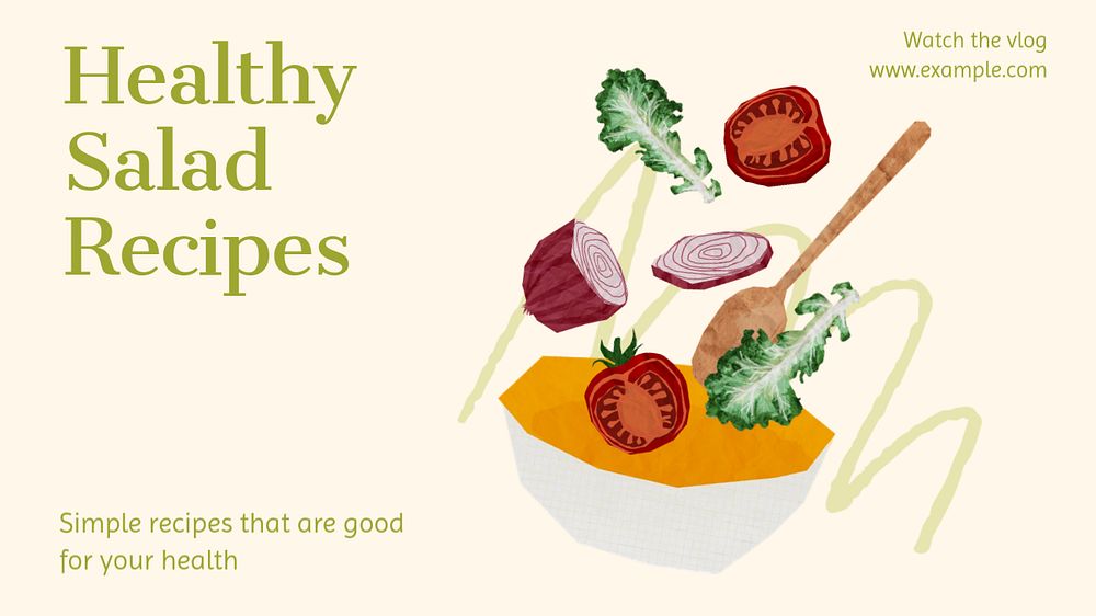 Healthy salad recipe  blog banner template, editable text