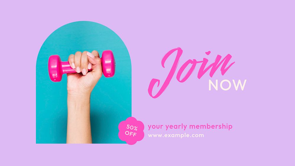 Gym membership blog banner template, editable text