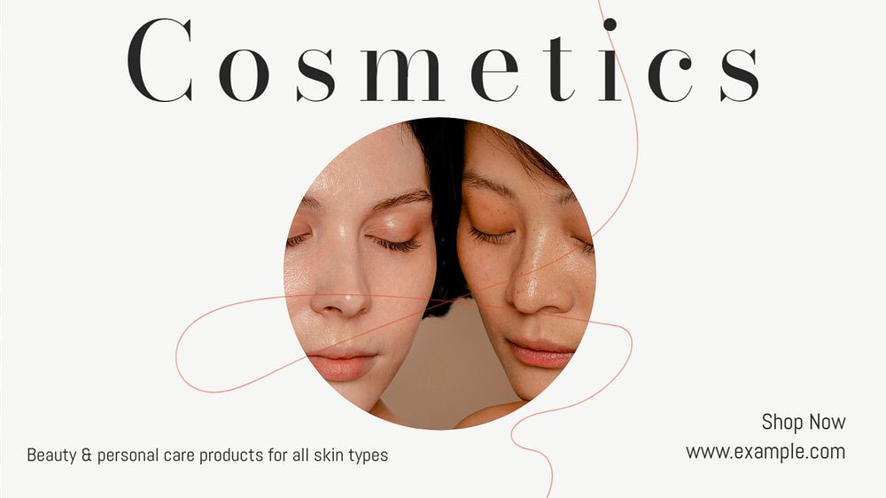 Cosmetics blog banner template, editable text