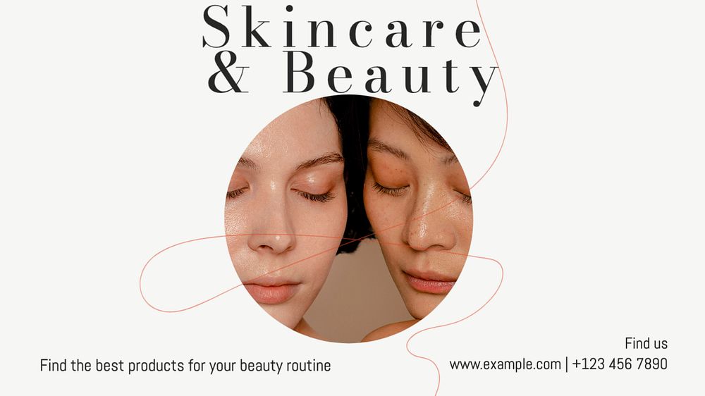 Skincare & beauty blog banner template, editable text