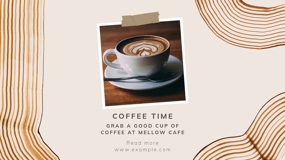 Coffee time  blog banner template, editable text