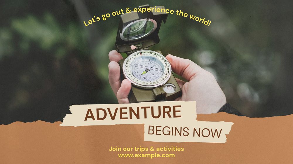 Adventure & travel  blog banner template, editable text