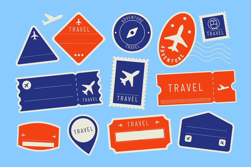 Colorful travel badges set editable design