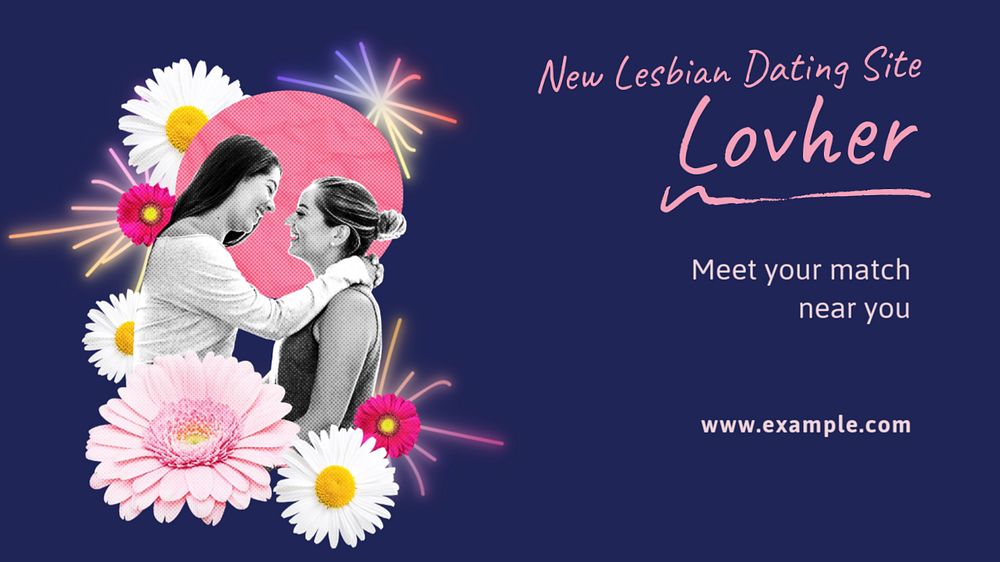 Lesbian dating  blog banner template, editable text