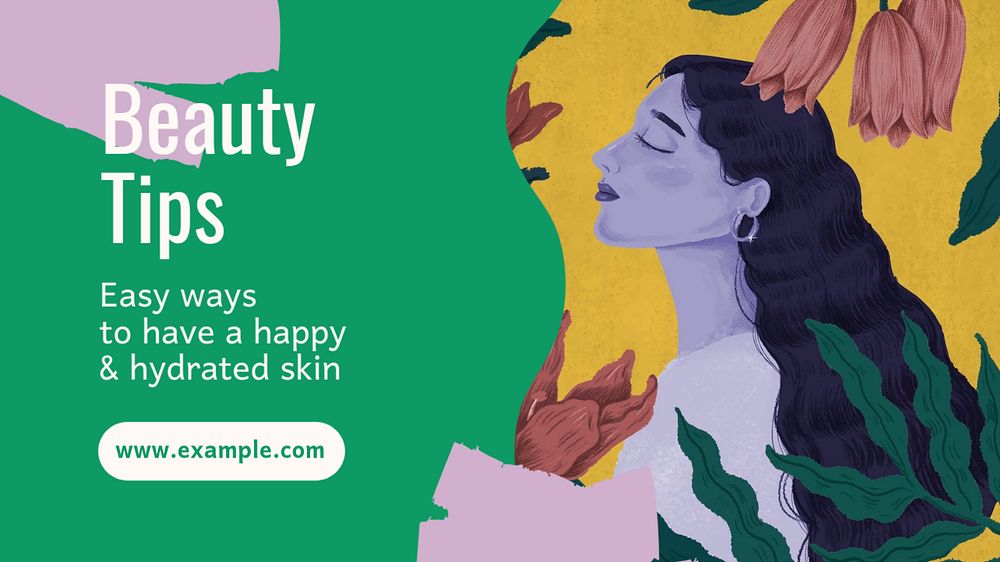 Beauty tips  blog banner template, editable text