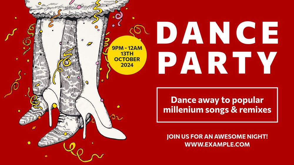 Dance party blog banner template, editable text