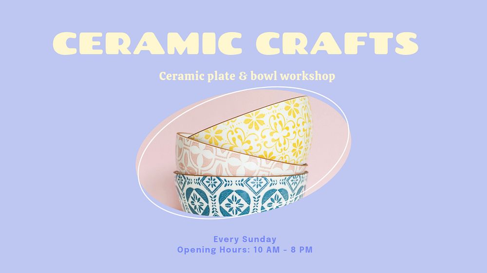 Ceramic crafts  blog banner template, editable text