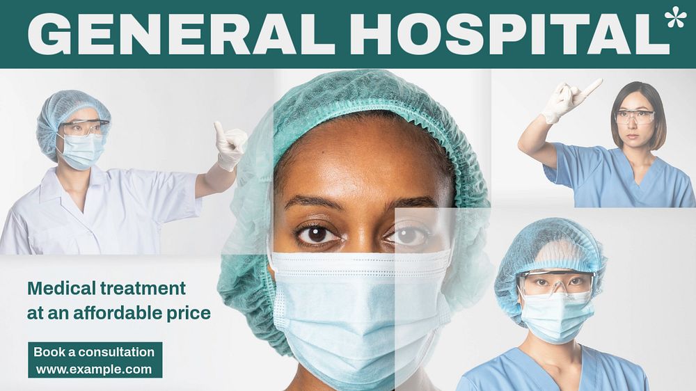 General hospital blog banner template, editable text