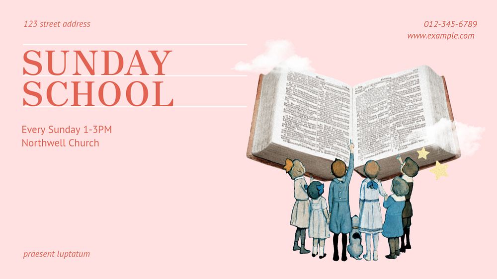 Sunday school blog banner template, editable text