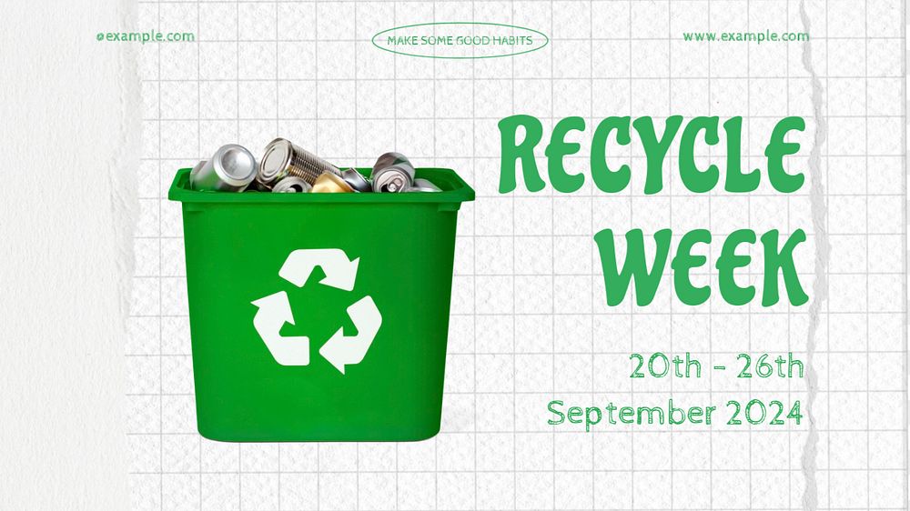 Recycle week  blog banner template, editable text