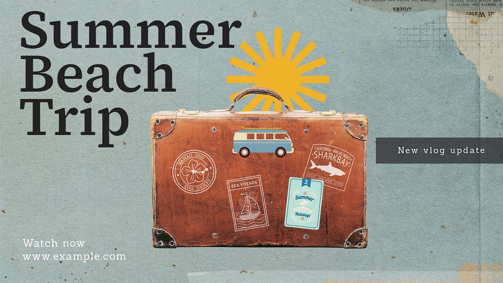 Summer beach trip  blog banner template, editable text