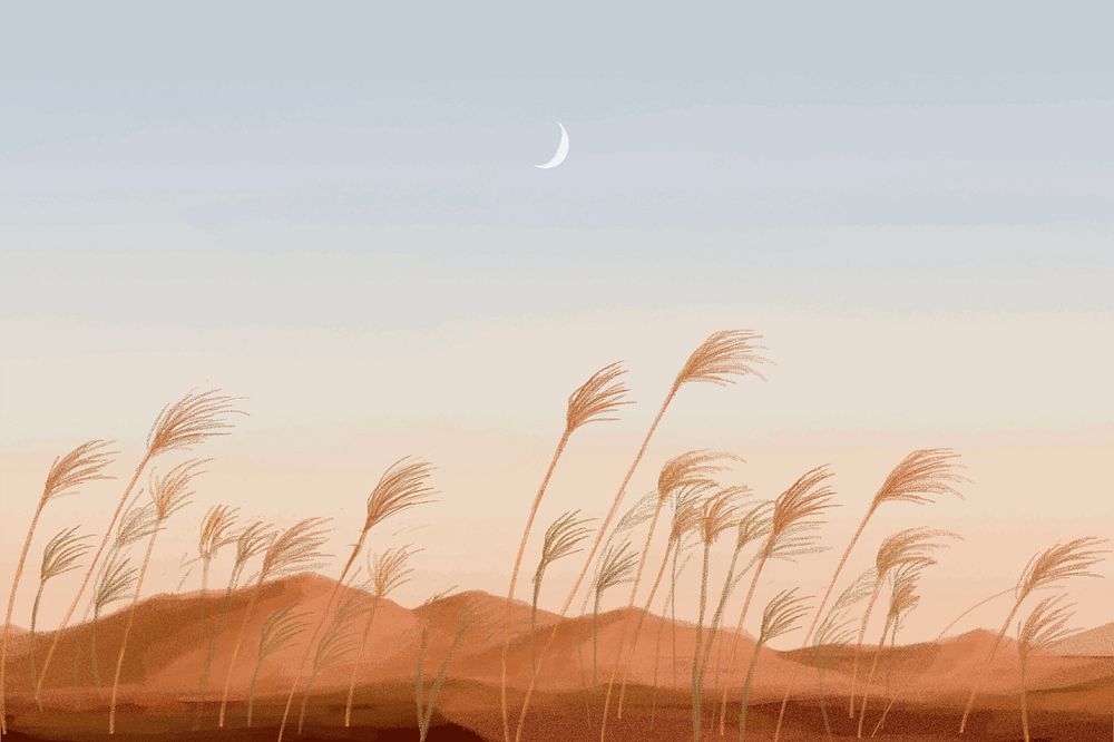 Editable desert sky landscape, painting illustration background