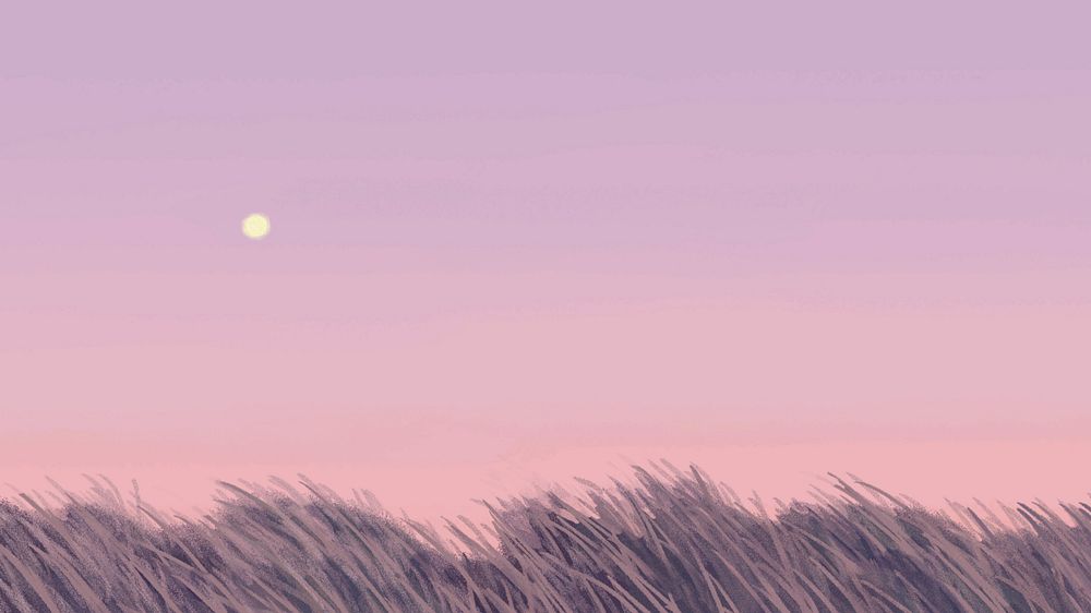 Editable purple sky grass desktop wallpaper