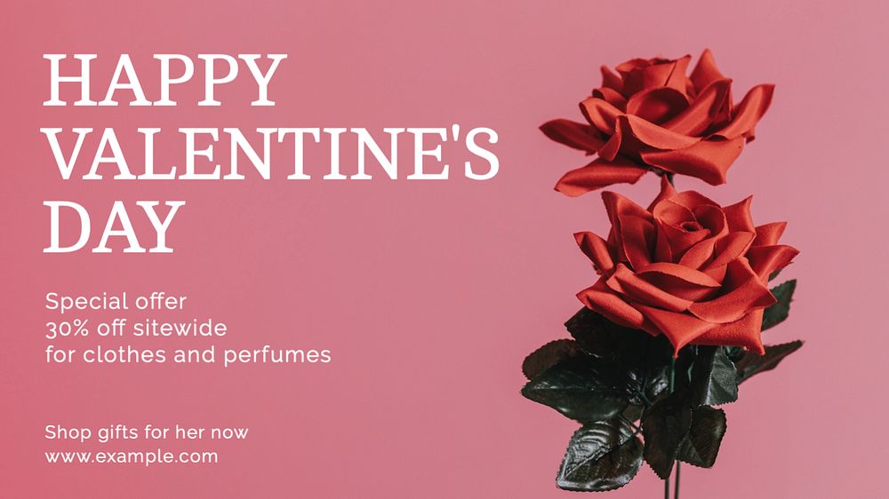 Valentine's day sale blog banner template, editable text