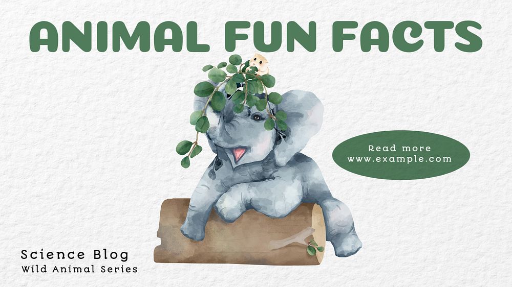 Animal fun facts  blog banner template, editable text