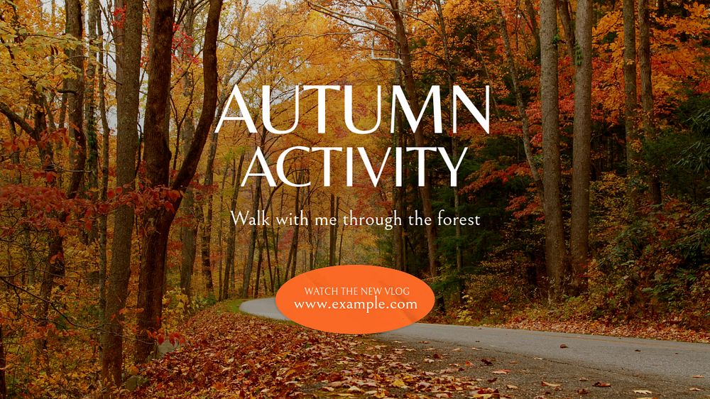 Autumn forest walk blog banner template, editable text