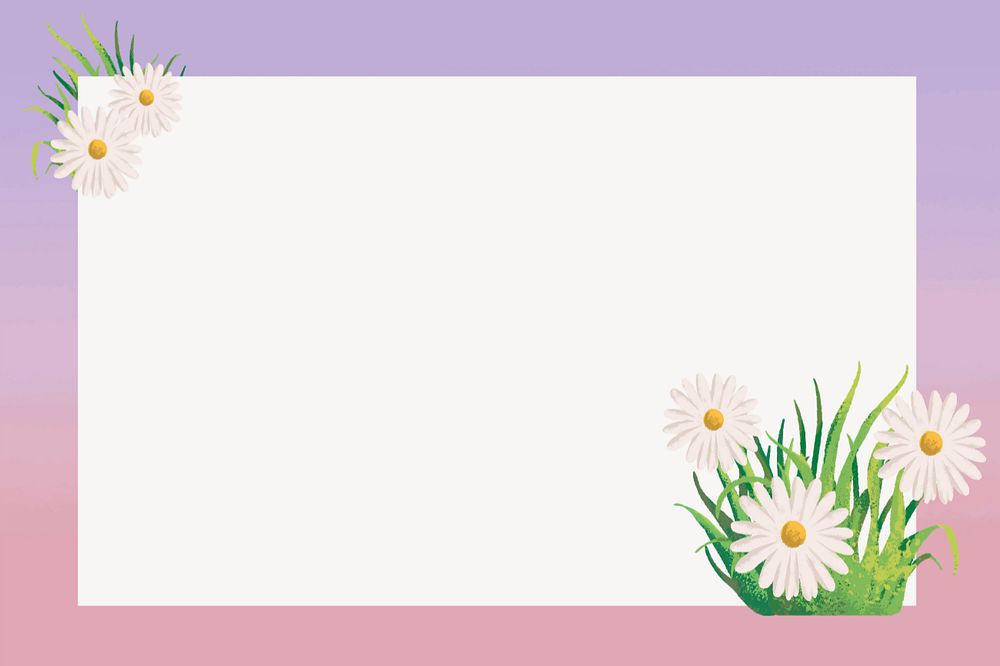 Editable daisy  gradient frame, painting illustration background