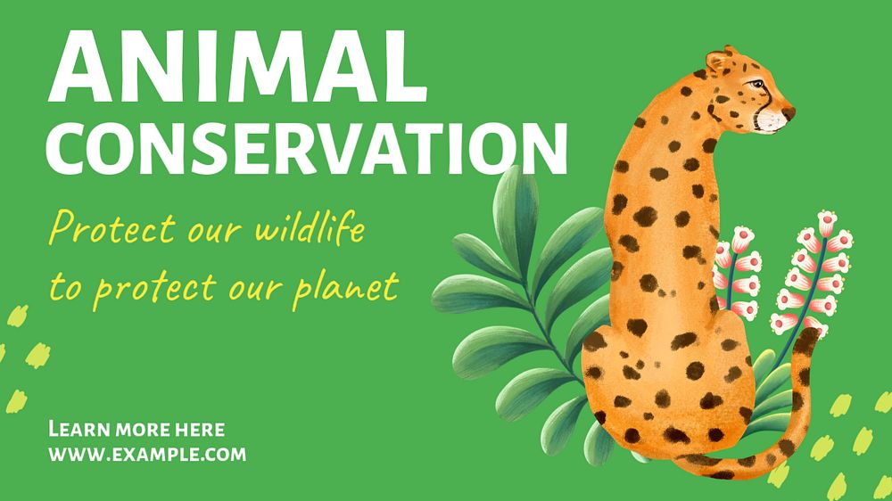 Animal conservation  blog banner template, editable text