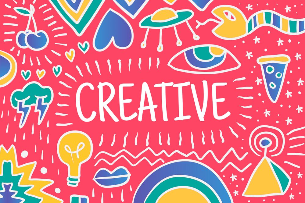 Creative doodle, creativity & idea element editable design