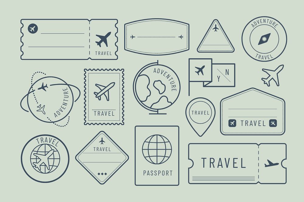 Simple travel icons set editable design