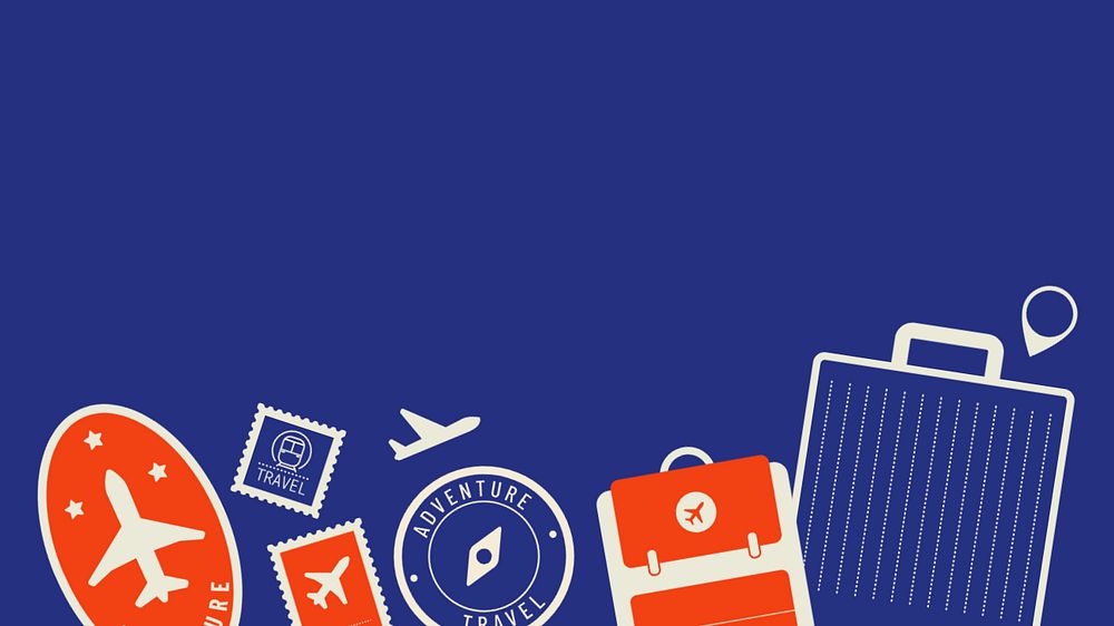 Blue air travel desktop wallpaper, editable design