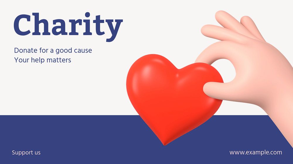 Charity blog banner template, editable text