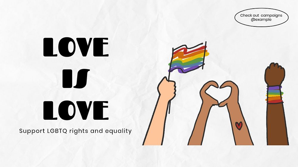 Love is love  blog banner template, editable text