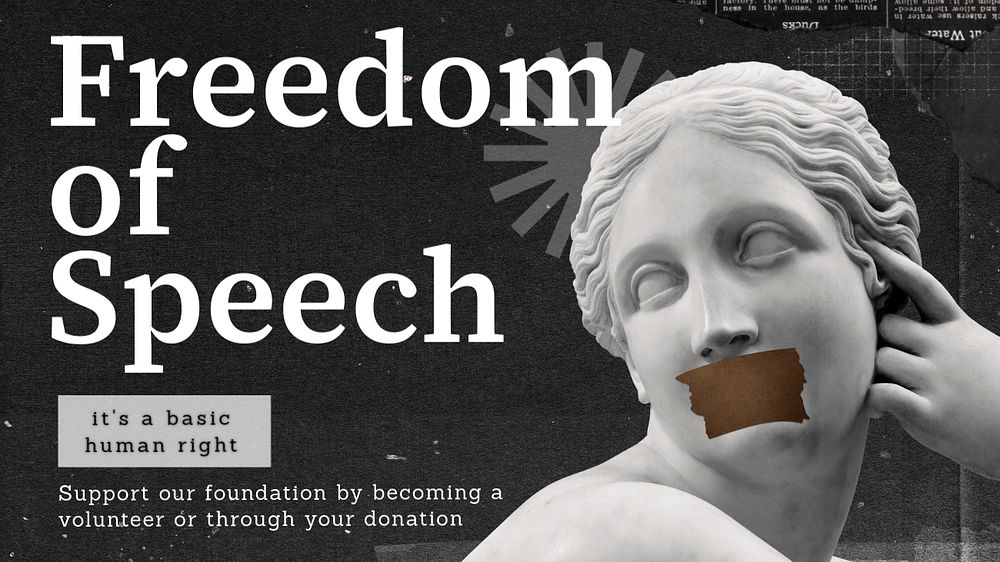 Freedom of speech  blog banner template, editable text