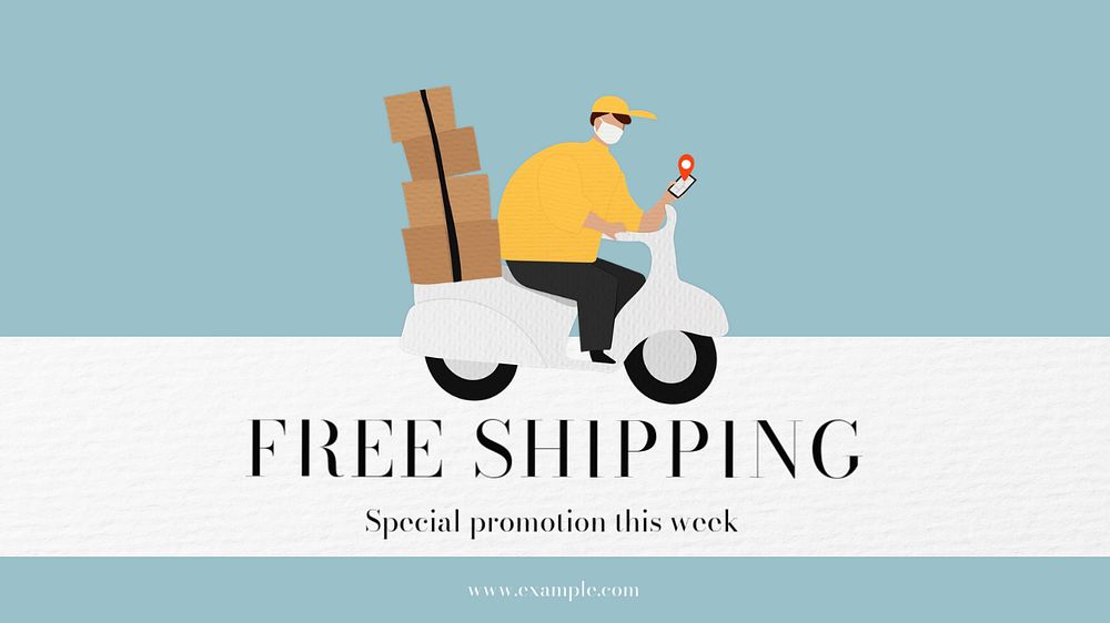 Free shipping blog banner template, editable text