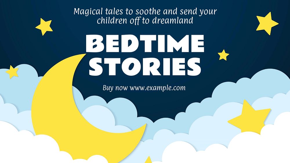 Bedtime stories blog banner template, editable text