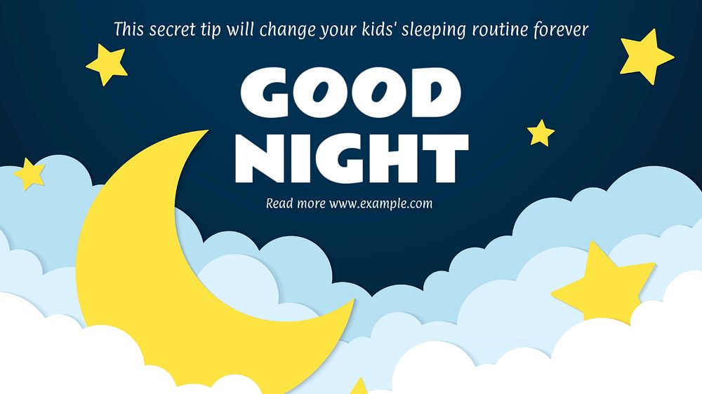 Good night blog banner template, editable text