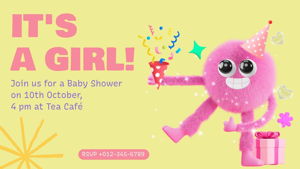 Baya shower blog banner template, editable text
