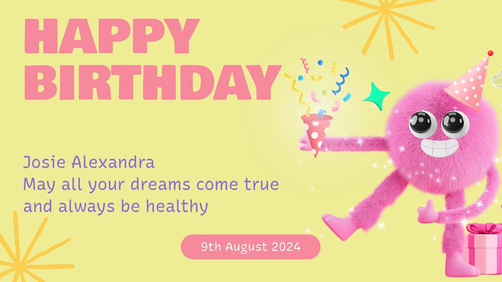 Happy birthday blog banner template, editable text