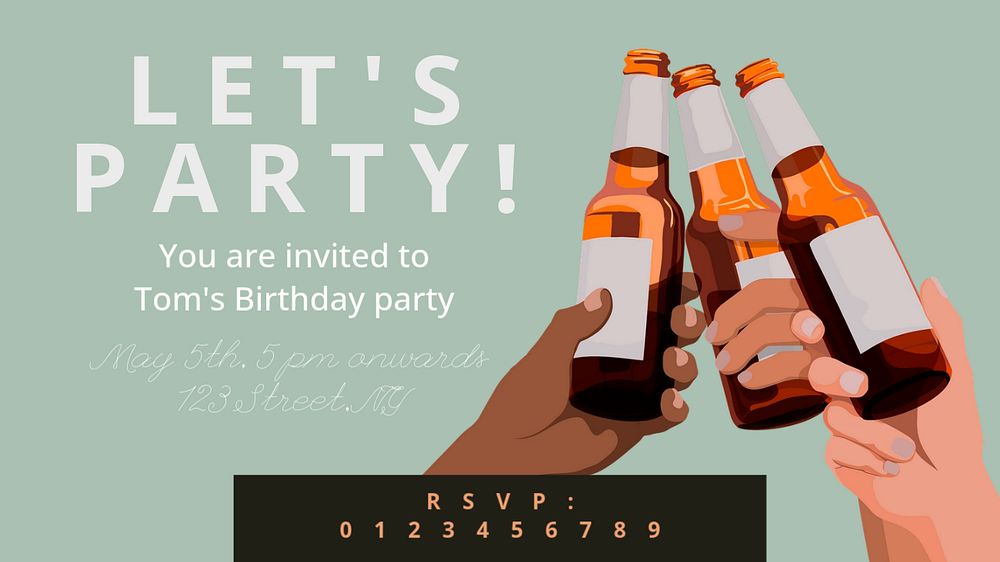 Let's party blog banner template, editable text