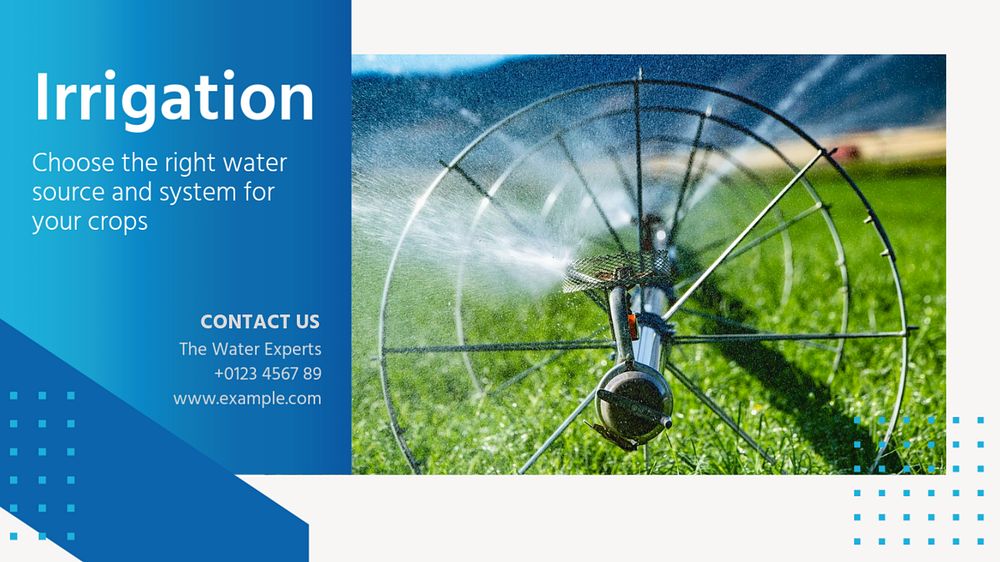 Irrigation blog banner template, editable design