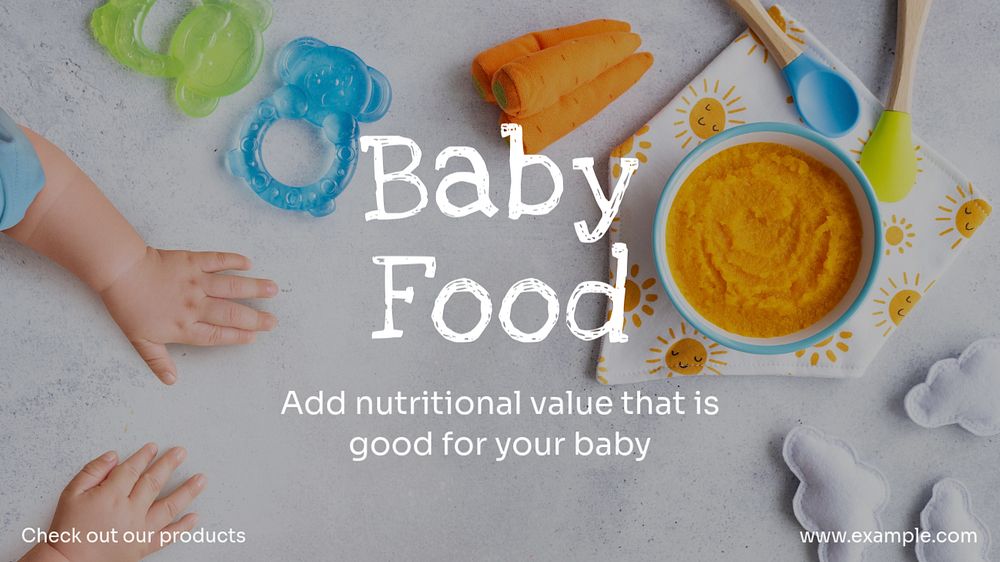 Baby food blog banner template, editable text